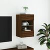 vidaXL TV Wall Cabinet with LED Lights Brown Oak 40x30x60.5 cm