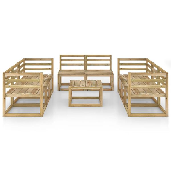 vidaXL 9 Piece Garden Lounge Set Green Impregnated Pinewood