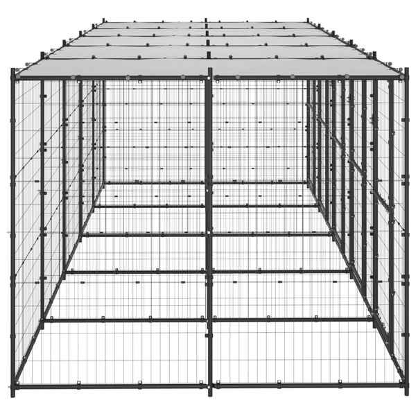 vidaXL Outdoor Dog Kennel Steel with Roof 12.1 m&sup2;