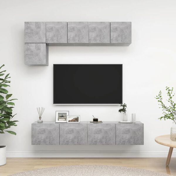 vidaXL 5 Piece TV Cabinet Set Concrete Grey Engineered Wood