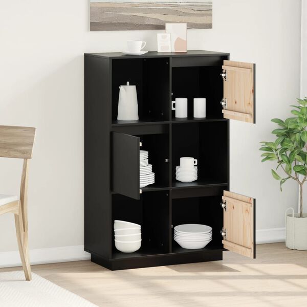 vidaXL Highboard Black 74x35x117 cm Solid Wood Pine