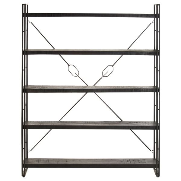 vidaXL 5-Tier Bookcase Black 140x30x180 cm Solid Mango Wood