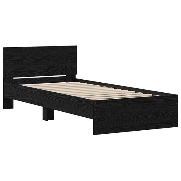 vidaXL Bed Frame with Headboard Black Oak 90 x 190 cm Engineered Wood