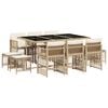 vidaXL 11 Piece Garden Dining Set with Cushions Beige Poly Rattan