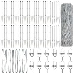 vidaXL Hexagonal Fence with Post 100 x 0.5 m Galvanised Steel Silver