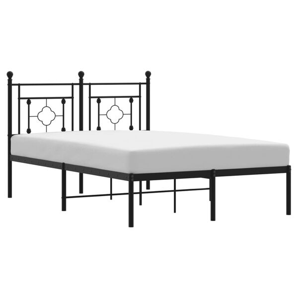 vidaXL Metal Bed Frame without Mattress with Headboard Black 120x190cm