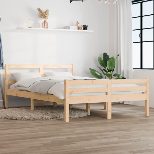vidaXL Bed Frame without Mattress Solid Wood 135x190 cm Double Double