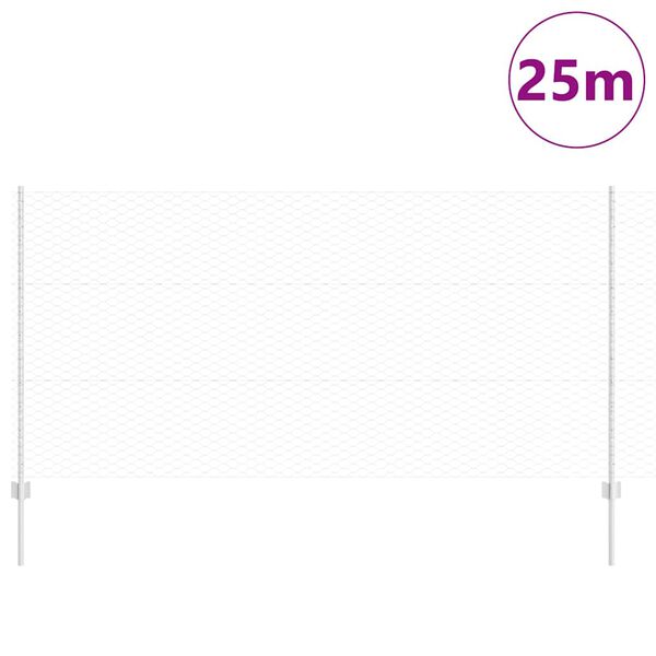 vidaXL Fence with Post Silver 1.2 x 25 m Steel