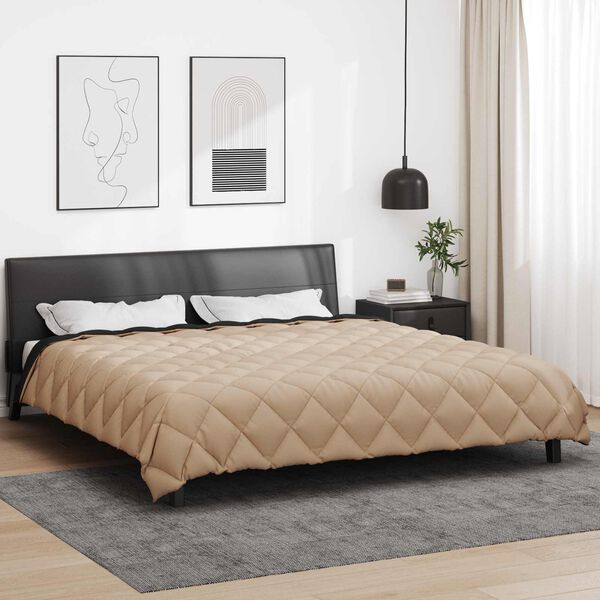 vidaXL Winter Duvet Black and Taupe 220 x 260 cm Microfiber