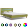 vidaXL Bed Frame with LED without Mattress Green Fabric 135x190 cm Double