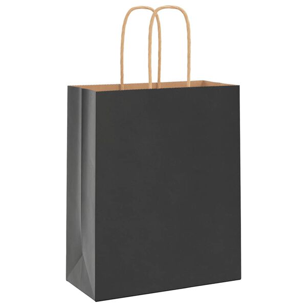 vidaXL Paper Bags 50 pcs with Handles Black 18x8x22 cm