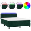 vidaXL Box Spring Bed with Mattress&LED Dark Green 140x190cm Velvet