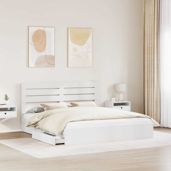 vidaXL Storage Bed with Headboard White 180 x 200 cm Engineered Wood