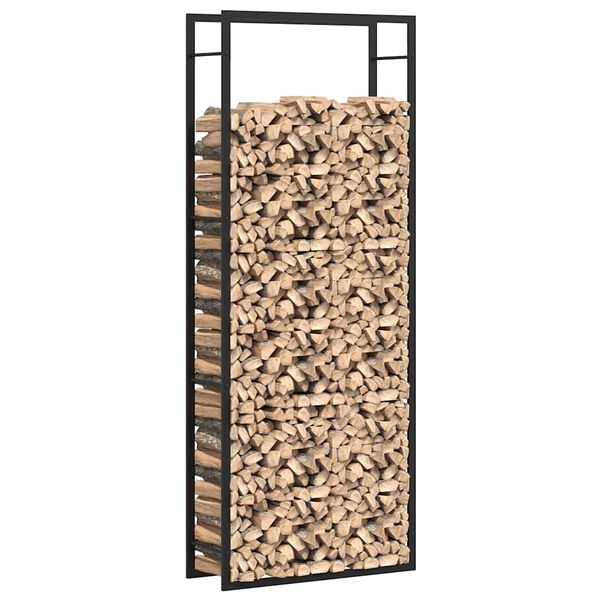 vidaXL Firewood Rack Matt Black 80x28x222 cm Steel
