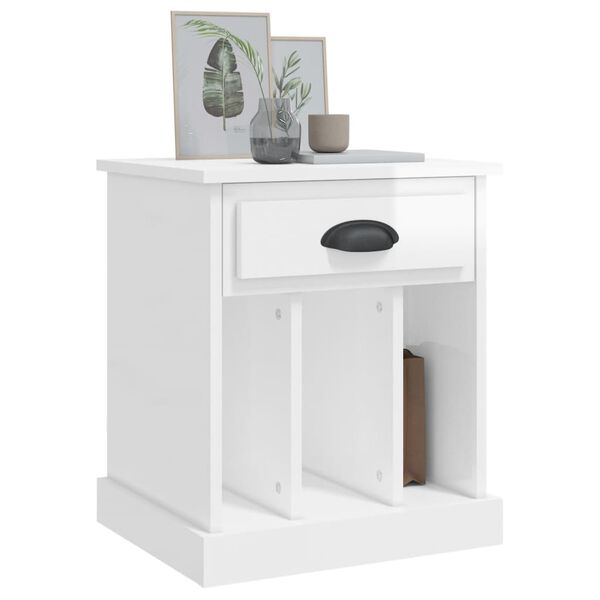 vidaXL Bedside Cabinet High Gloss White 43x36x50 cm
