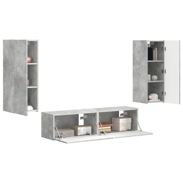 vidaXL TV Cabinet Set Wall-mounted 2 pcs Concrete Grey Engineered Wood