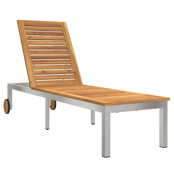 vidaXL Sun Lounger Reclining Brown 207 x 58 x 35cm Solid Acacia wood