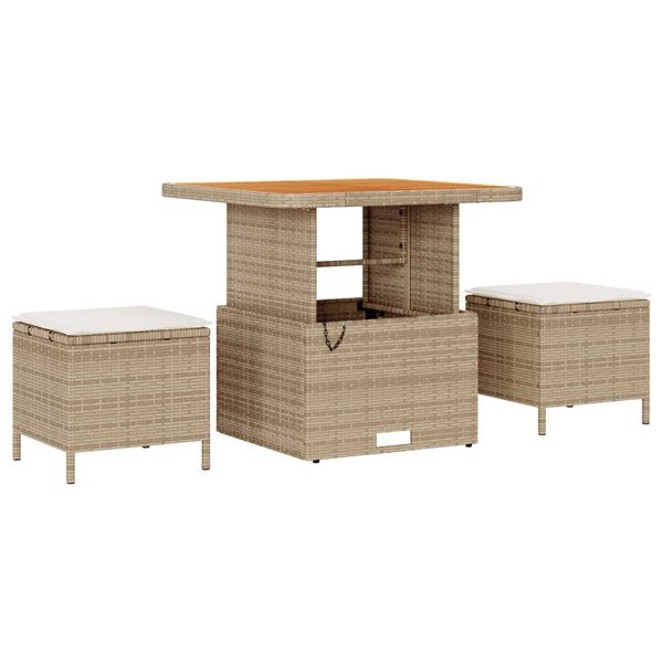 vidaXL Garden Dining Set Beige Poly rattan
