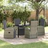 vidaXL Garden Dining Set with Cushion 5 pcs Grey Poly Rattan