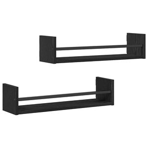 vidaXL Wall Shelf 2 pcs Black Oak 60 x 16 x 14 cm