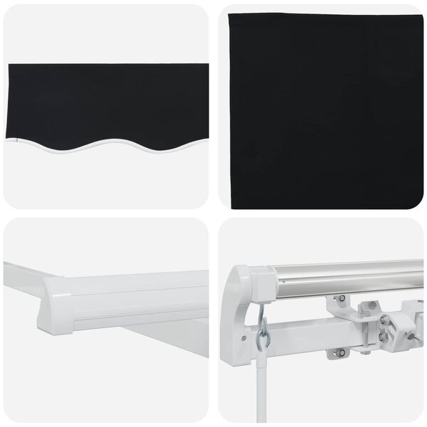 vidaXL Retractable Awning Manual Black 350 x 250 cm Fabric