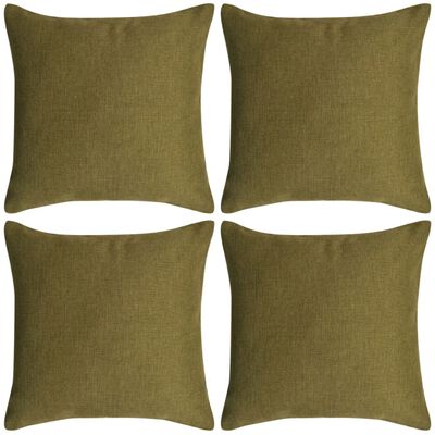 vidaXL Cushion Covers 4 pcs Linen-look Green 50x50 cm