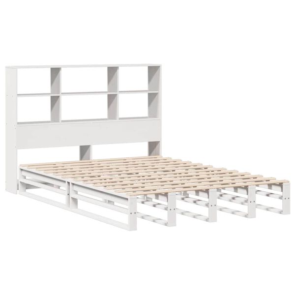 vidaXL Bookcase Bed without Mattress White 140x190 cm Solid Wood