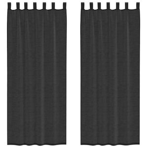 vidaXL Voile Curtains with Tab Top 2 pcs Black