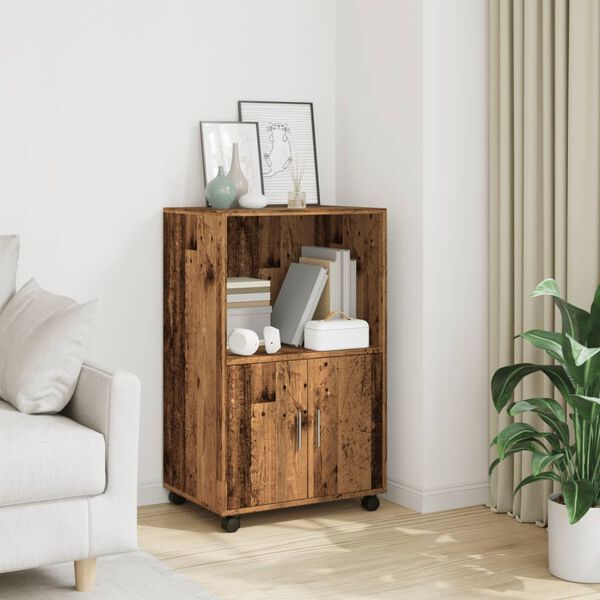 vidaXL Rolling&nbsp;Cabinet Old Wood 55x40x91 cm Engineered Wood