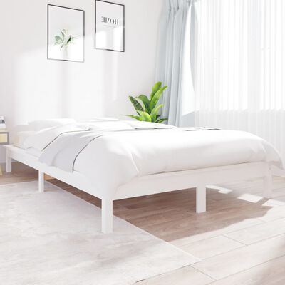 vidaXL Bed Frame White 120x190 cm Small Double Solid Wood Pine
