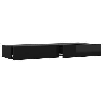 vidaXL TV Cabinet with LED Lights High Gloss Black 120x35x15.5 cm