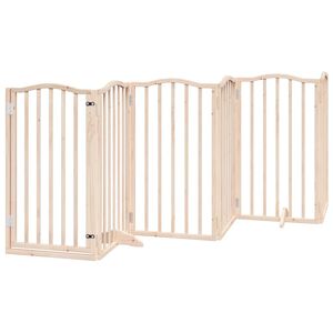 vidaXL Dog Gate with Door Foldable 6 Panels 300 cm Poplar Wood