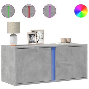 vidaXL TV Wall Cabinet with LED Lights Concrete Grey 80x31x35 cm