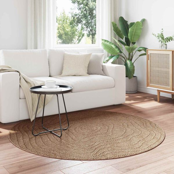 vidaXL Area Rugs Round Moire HUARTE Natural &Oslash; 160 CM Polyester