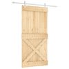 vidaXL Sliding Door Natural and White 100 x 210 cm Solid Pine Wood