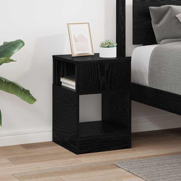 vidaXL End Table Black Oak 30.5 x 30 x 45 cm Engineered Wood