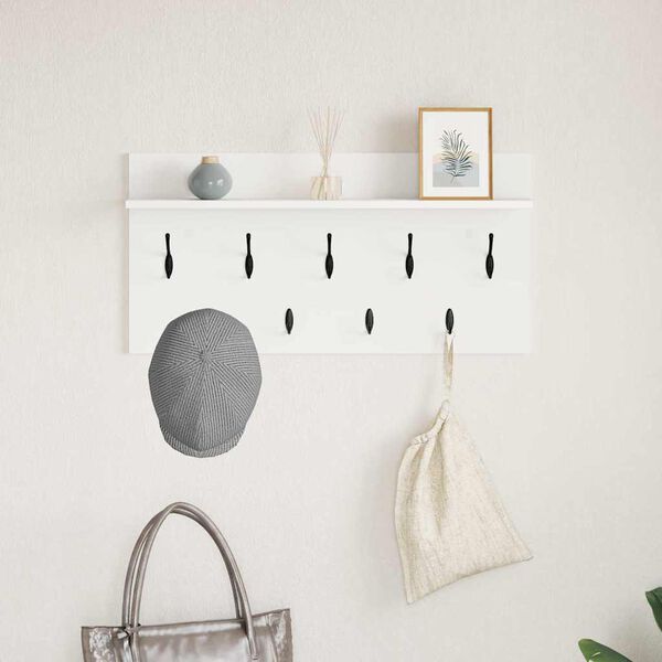 vidaXL Wall-Mounted Coat Rack White 80 x 40 x 12 cm Engineered wood