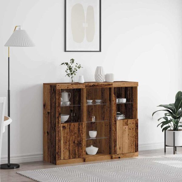 vidaXL LED Sideboard Old Wood 123 x 37 x 100 cm Engineered Wood