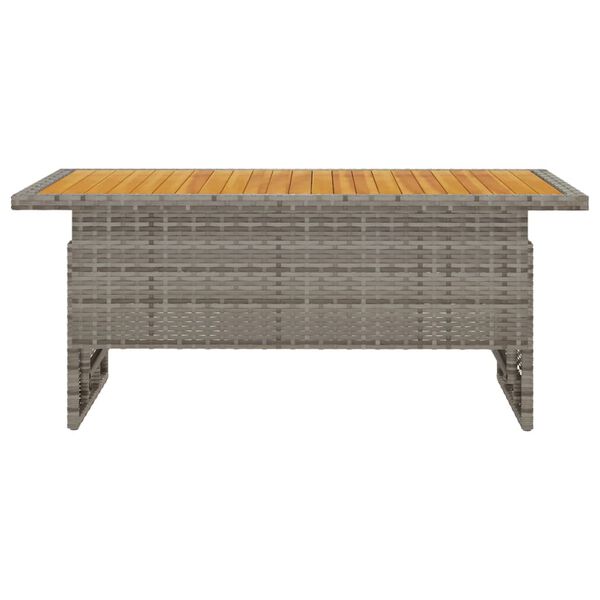 vidaXL Garden Table Grey 100x50x43/63 cm Solid Wood Acacia&Poly Rattan