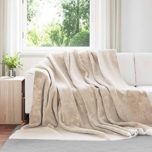 vidaXL Throw Blanket Beige 240 x 270 cm Fleece