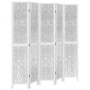 vidaXL Room Divider 5 Panels White Solid Wood Paulownia