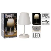 H&S Collection LED Rechargeable Table Lamp White 13x30 cm