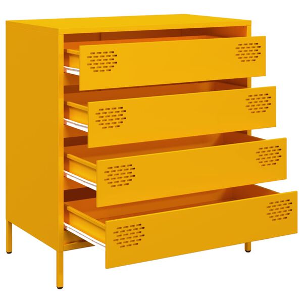 vidaXL Sideboard Mustard Yellow 68x39x73.5 cm Cold-rolled Steel