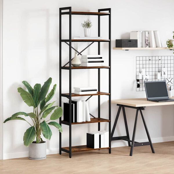 vidaXL Bookshelf Smoked Oak 60 x 30 x 190 cm Engineered Wood