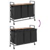 vidaXL Laundry Basket 3 Compartments with Wheels Smoked Oak