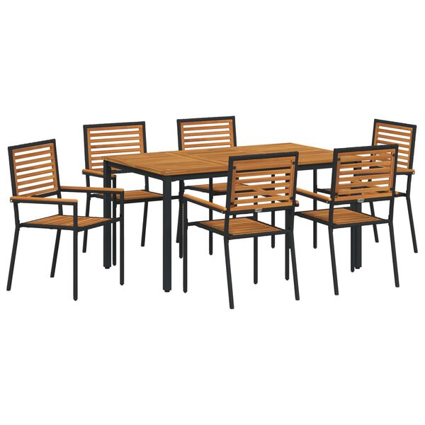 vidaXL Garden Dining Set 7 pcs Black and Brown Poly Rattan