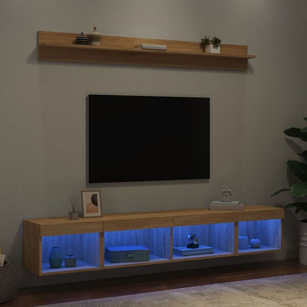 vidaXL 5 Piece TV Wall Units with LED Sonoma Oak Engineered Wood