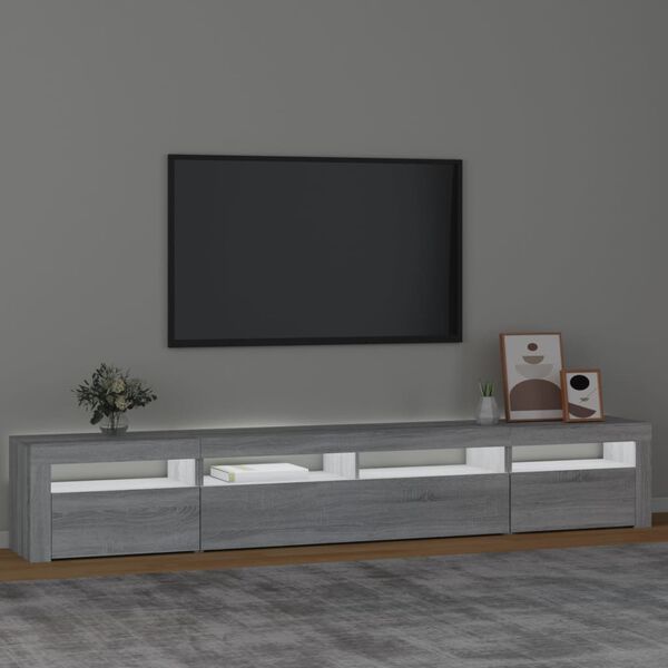 vidaXL TV Cabinet with LED Lights Grey Sonoma 240x35x40 cm