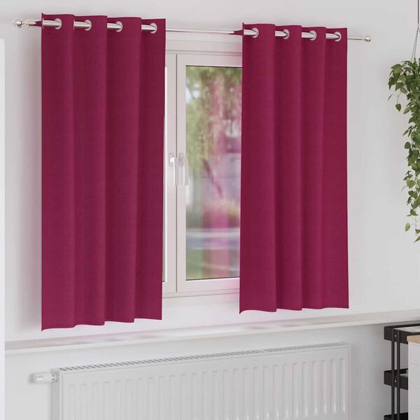 vidaXL Blackout Curtains with Rings 2 pcs Wine Red 175 x 140 cm