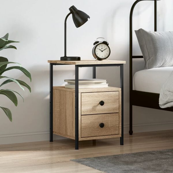 vidaXL Bedside Cabinet Sonoma Oak 34x35.5x50 cm Engineered Wood
